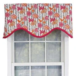 RLF Home Merangerie Window Treatment Ruffled Cornice Premium Quality Valance 3" Rod Pocket 50" X 17" Sherbert Red