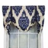 RLF Home Flame Large Damask Flame Design Tie-Up Window Treatment Valance 3" Rod Pocket 50" X 23" Navy Blue/Ivory -RLF Home Sales 10579bdc3fd747a487038a4a56056721