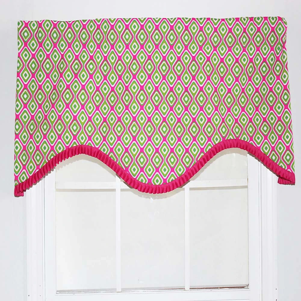 RLF Home Geo Electric Ruffled Cornice Futuristic Geometric Design Window Treatment Valance 3" Rod Pocket 50" X 17" Fuchsia/Kiwi Green 5 RLF Home Geo Electric Ruffled Cornice Futuristic Geometric Design Window Treatment Valance 3" Rod Pocket 50" X 17" Fuchsia/Kiwi Green - Image 3
