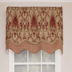 RLF Home Chenille Fabric With Damask Motive Paisley Dream Glory Valance 3" Rod Pocket 50" X 16" Claret -RLF Home Sales 12261 CL 1