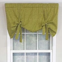 RLF HOME Cabana Trellis Tie-Up Bold Color And Design Window Valance 3" Rod Pocket 50" X 25" Kiwi Green -RLF Home Sales 12883 KI 1
