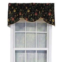 RLF Home Nightfall Bell Extra Wide Window Treatment High Quality Valance 3" Rod Pocket 65" X 16" Black