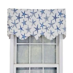 RLF Home Starfish Window Treatment Regal Premium Quality Valance 3" Rod Pocket 50" X 17" Blue