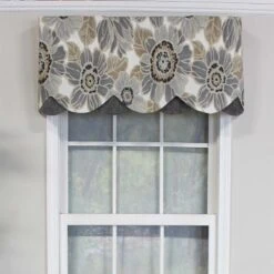 RLF Home Verona Petticoat Modern Premium Design Printed Valance 3" Rod Pocket 50" X 15" Sand/Gray -RLF Home Sales 46ba6869e9f842558ad231153f4c371d