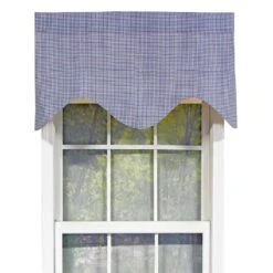 RLF Home Cornice Stylish Classic Small Check Croswell Window Valance 3" Rod Pocket 50" X 17" Blue