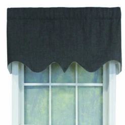 RLF Home R-Crosby Essential Solid Color Fabric Printed Regal Valance 3" Rod Pocket 50" X 17" Iron Charcoal