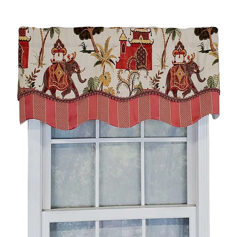 RLF Home Madhubala Glory Pattern "B" Elephant On Sides Window Treatment Valance 3" Rod Pocket 50" X 16" Spice Red 3 RLF Home Madhubala Glory Pattern "B" Elephant On Sides Window Treatment Valance 3" Rod Pocket 50" X 16" Spice Red