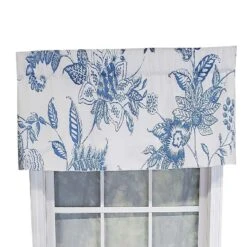 RLF Home Sales 12 RLF Home Natalia Tailored Valance High Quality Window Treatment 3" Rod Pocket 50" X 14" Cyan Blue/White