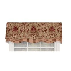 RLF Home Sales 4 RLF Home Chenille Fabric With Damask Motive Paisley Dream Glory Valance 3" Rod Pocket 50" X 16" Claret
