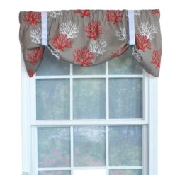 RLF Home Sea Coral Suspender Window Treatment Valance 3" Rod Pocket 50" X 16" Salmon Red -RLF Home Sales 80006 RE