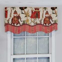 RLF Home Madhubala Glory Pattern "B" Elephant On Sides Window Treatment Valance 3" Rod Pocket 50" X 16" Spice Red 7 RLF Home Madhubala Glory Pattern "B" Elephant On Sides Window Treatment Valance 3" Rod Pocket 50" X 16" Spice Red -RLF Home Sales 80599 B SP 1