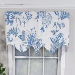 RLF Home Natalia Regal Valance High Quality Window Treatment 3" Rod Pocket 50" X 17" Cyan Blue/White -RLF Home Sales 80703 CY 1