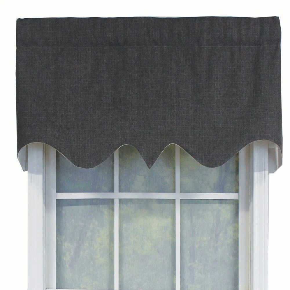 RLF Home R-Crosby Essential Solid Color Fabric Printed Regal Valance 3" Rod Pocket 50" X 17" Iron Charcoal 4 RLF Home R-Crosby Essential Solid Color Fabric Printed Regal Valance 3" Rod Pocket 50" X 17" Iron Charcoal - Image 2