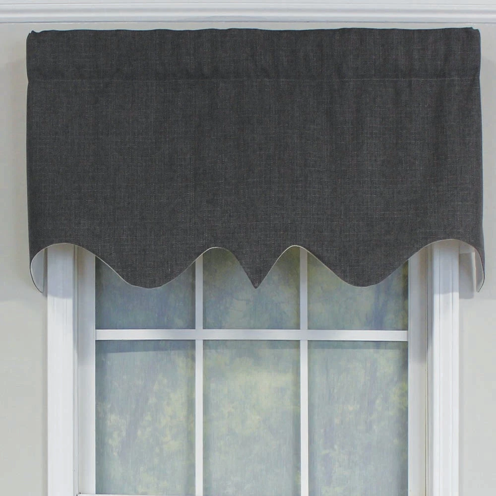 RLF Home R-Crosby Essential Solid Color Fabric Printed Regal Valance 3" Rod Pocket 50" X 17" Iron Charcoal 5 RLF Home R-Crosby Essential Solid Color Fabric Printed Regal Valance 3" Rod Pocket 50" X 17" Iron Charcoal - Image 3