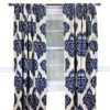 RLF Home Flame Large Damask Flame Design Pair Of Lined Panels 3" Rod Pocket (Pair) Navy Blue/Ivory 2 RLF Home Flame Large Damask Flame Design Pair Of Lined Panels 3" Rod Pocket (Pair) Navy Blue/Ivory -RLF Home Sales 80766 63 BL