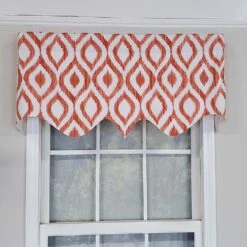 RLF Home Zamya Regal Window Treatment Valance 3" Rod Pocket 50" X 17" Tangerine -RLF Home Sales 80774 TG 1