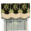 RLF Home Shadow Gimp Trim Detail Printed Palm Glory High Quality Valance 3" Rod Pocket 50" X 16" Ebony Black -RLF Home Sales 85c85ce9435748c7a18971868ad722a0