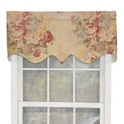 RLF Home Eden Regal Large Flower Bouquets Valances Are Identical Stylish Windows Valance 3" Rod Pocket 50" X 17" Walnut Light Brown