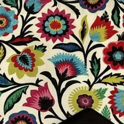 RLF Home Fiesta Floral Petticoat Window Treatment High Quality Valance 3" Rod Pocket 50" X 15" Black/Multicolor -RLF Home Sales 9183711eed774f2599b1c9a476b815bd