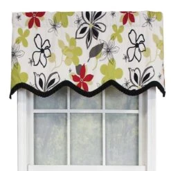RLF Home Sales 14 RLF Home Aria Ruffled Window Treatment Provance Premium Quality Valance 3" Rod Pocket 50" X 17" Multi/Ivory