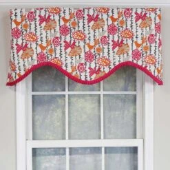 RLF Home Merangerie Window Treatment Ruffled Cornice Premium Quality Valance 3" Rod Pocket 50" X 17" Sherbert Red -RLF Home Sales A11800 SH 1