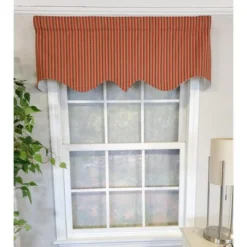 RLF Home Roman Stripe Regal 3" Rod Pocket Lining Luxurious And Elegant Window Treatment Valance 50" X 17" Orange