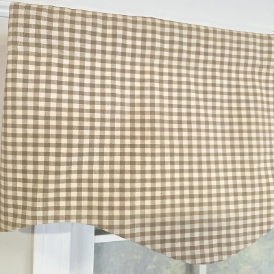 RLF Home 100% Cotton Gingham Regal With Poly/Cotton Ivory Lining Rod Pocket Valance 50" X 15" Tan 6 RLF Home 100% Cotton Gingham Regal With Poly/Cotton Ivory Lining Rod Pocket Valance 50" X 15" Tan - Image 4