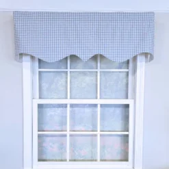 RLF Home 100% Cotton Gingham Regal With Poly/Cotton Ivory Lining Rod Pocket Valance 50" X 17" Blue
