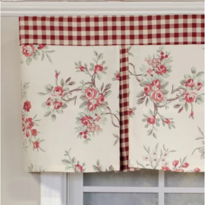 RLF Home 3" Rod Pocket High Quality Fabric D-Willow Pleated Valance For Windows 50" X 17" Red 5 RLF Home 3" Rod Pocket High Quality Fabric D-Willow Pleated Valance For Windows 50" X 17" Red - Image 3