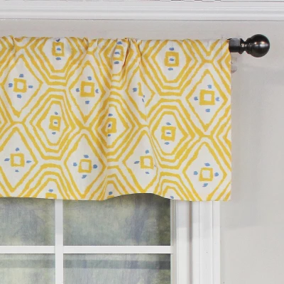 RLF Home Geo Tailored 100% Cotton With Fully Lined 3" Rod Pocket Valnance For Windows 50" X 14" Yellow 4 RLF Home Geo Tailored 100% Cotton With Fully Lined 3" Rod Pocket Valnance For Windows 50" X 14" Yellow - Image 2
