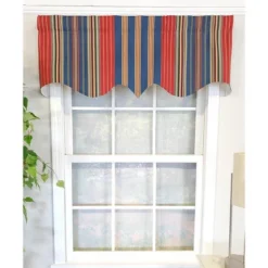 RLF Home Sailor Stripe Regal 3" Rod Pocket Lining Luxurious And Elegant Window Treatment Valance 50" X 17" Nautical