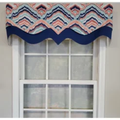 RLF Home 3" Rod Pocket High Quality Fabric Frequency D-Regal Valance For Windows 50" X 17" Navy