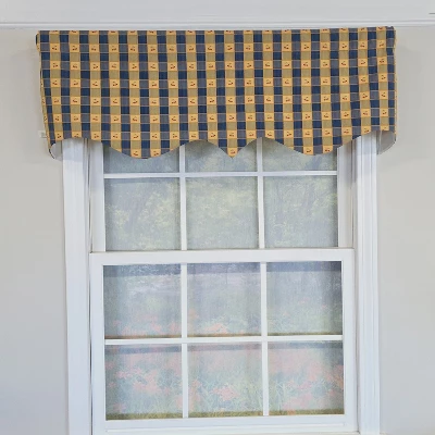 RLF Home 100% Cotton Cherry Squares Regal With Poly/Cotton Lining Rod Pocket Valance 50" X 15" Navy 3 RLF Home 100% Cotton Cherry Squares Regal With Poly/Cotton Lining Rod Pocket Valance 50" X 15" Navy