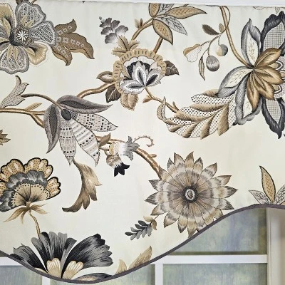 RLF Home 100% Cotton Zanzibar Cornice With Poly/Cotton Ivory Lining Rod Pocket Valance 50" X 17" Gray 6 RLF Home 100% Cotton Zanzibar Cornice With Poly/Cotton Ivory Lining Rod Pocket Valance 50" X 17" Gray - Image 4