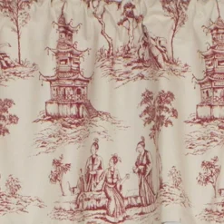 RLF Home Naomi Toile Tailored 100% Cotton With Fully Lined 3" Rod Pocket Valnance For Windows 50" X 14" Red -RLF Home Sales GUEST 3e3a8713 e719 45d5 9243 36f283111350