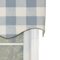 Grande Check Regal Style 3" Rod Pocket Valance 50" X 17" Blue By RLF Home
