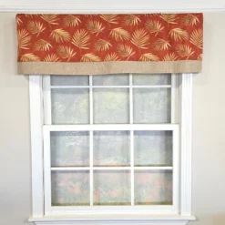 RLF Home 100% Cotton Hawthorn Banded With Poly/Cotton Ivory Lining Rod Pocket Valance 50" X 17" Red
