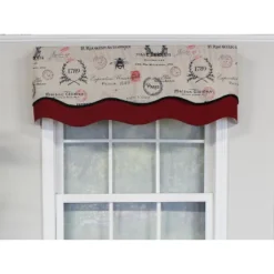 RLF Home Mason Trimmed Glory 100% Cotton With Fully Lined 3" Rod Pocket Valnance For Windows 50" X 16" Linen