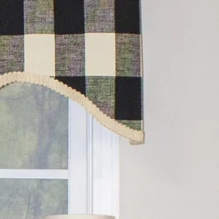 Buffalo Check Style All Season 3" Rod Pocket Valance 50" X 17" Black By RLF Home