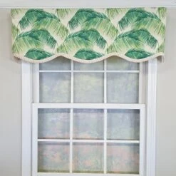 RLF Home 100% Cotton Tortola Provance Fully Lined Windows Rod Pocket Valance 50" X 15" Green