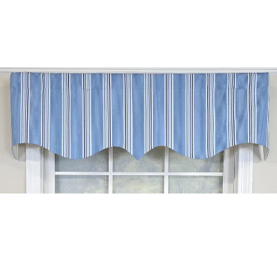 RLF Home 100% Cotton Freya Stripe Regal Fully Lined Windows Rod Pocket Valance 50" X 17" Blue 4 RLF Home 100% Cotton Freya Stripe Regal Fully Lined Windows Rod Pocket Valance 50" X 17" Blue - Image 2