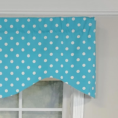 RLF Home Polka Dot Cornice 100% Cotton With Fully Lined 3" Rod Pocket Valnance For Windows 50" X 17" Baby Blue 4 RLF Home Polka Dot Cornice 100% Cotton With Fully Lined 3" Rod Pocket Valnance For Windows 50" X 17" Baby Blue - Image 2