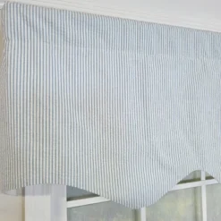 RLF Home 100% Cotton Seersucker Regal With Poly/Cotton Ivory Lining Rod Pocket Valance 50" X 16" Blue -RLF Home Sales GUEST 4ad6b66d ca5e 4ea9 8689 aa788e3167ec