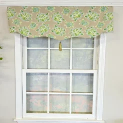 RLF Home 100% Cotton Tortuga Stanform Fully Lined Windows Rod Pocket Valance 50" X 16" Green
