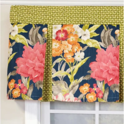 RLF Home 3" Rod Pocket High Quality Fabric Queen's Favor Pleated Valance For Windows 50" X 16" Marine 5 RLF Home 3" Rod Pocket High Quality Fabric Queen's Favor Pleated Valance For Windows 50" X 16" Marine - Image 3