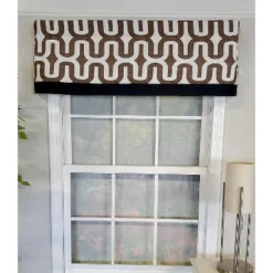 RLF Home Embrace Banded 100% Cotton With Fully Lined 3" Rod Pocket Valnance For Windows 50" X 15" Brown