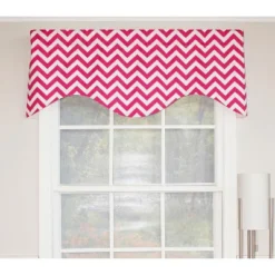 RLF Home Zig Zag Cornice 100% Cotton With Fully Lined 3" Rod Pocket Valnance For Windows 50" X 17" Lipstick