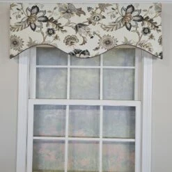 RLF Home 100% Cotton Zanzibar Cornice With Poly/Cotton Ivory Lining Rod Pocket Valance 50" X 17" Gray