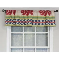 RLF Home Aztec Tailored 100% Cotton With Fully Lined 3" Rod Pocket Valnance For Windows 50" X 14" Multi