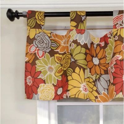RLF Home 4" Top Tab High Quality Fabric Flormania Tab Valance For Windows 50" X 16" Multi 5 RLF Home 4" Top Tab High Quality Fabric Flormania Tab Valance For Windows 50" X 16" Multi - Image 3